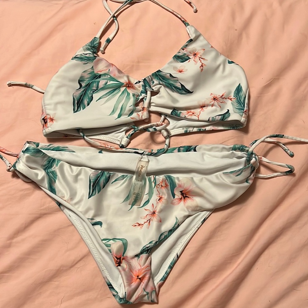 Matching swim set top is large bottoms are medium